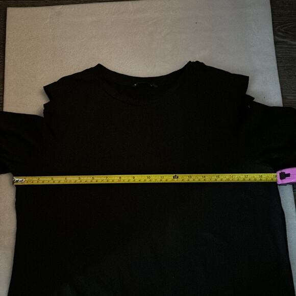 SHEIN Ripped Distressed Black T-Shirt Dress Tunic M Bikercore Rocker Grunge Punk - Picture 7 of 11